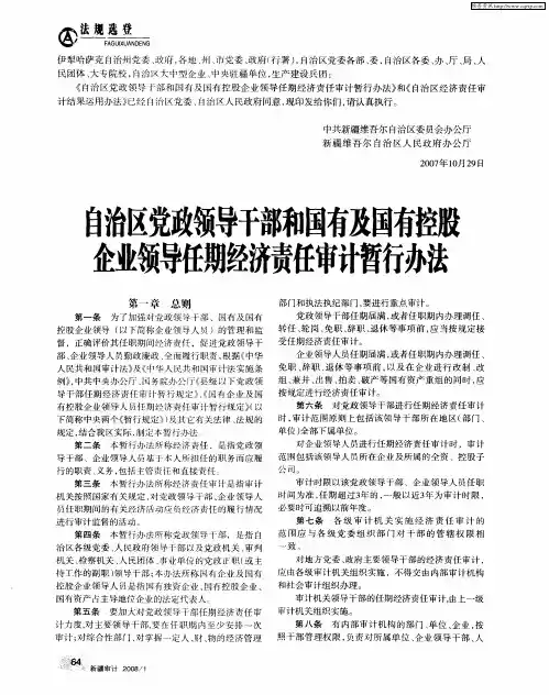 自治区党政领导干部和国有及国有控投企业领导任期经济责任审计暂行办法