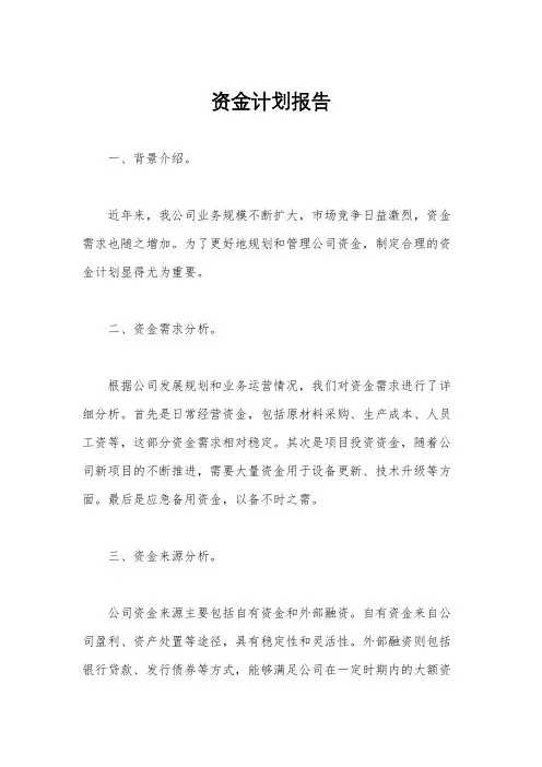 资金计划报告