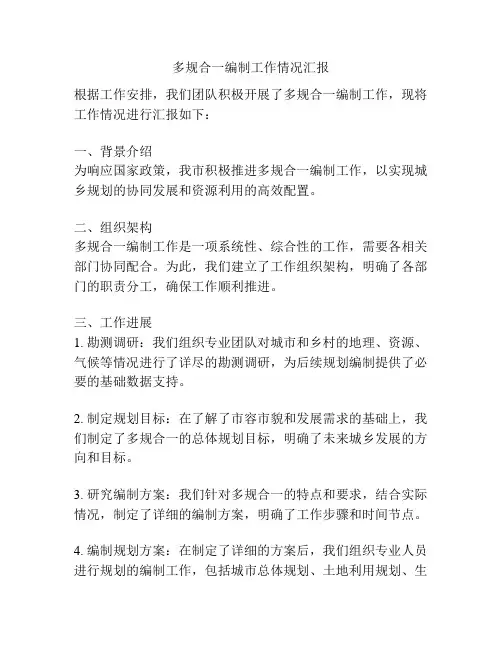 多规合一编制工作情况汇报