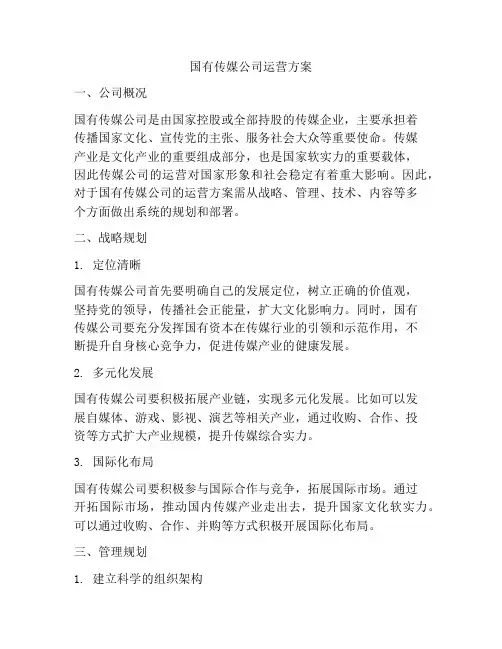 国有传媒公司运营方案