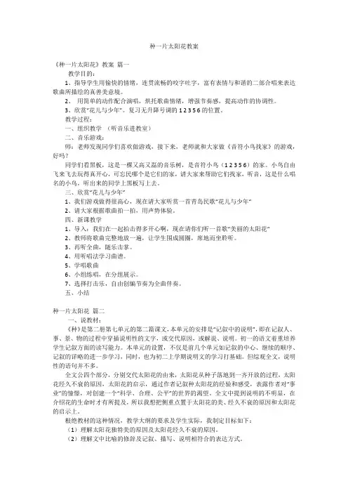 种一片太阳花教案