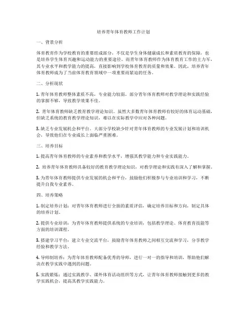 培养青年体育教师工作计划