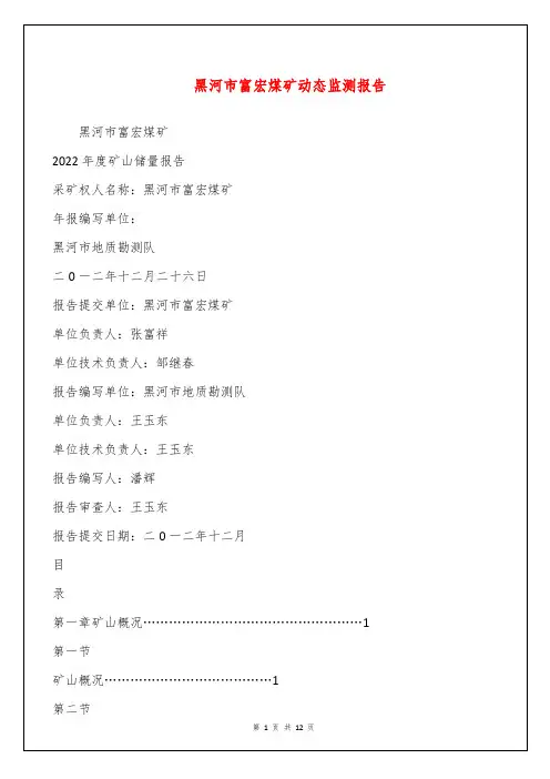 黑河市富宏煤矿动态监测报告