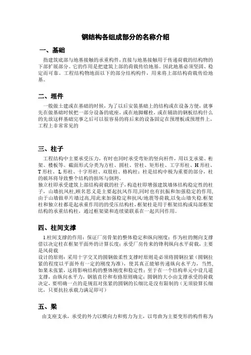 钢结构各组成部分的名称介绍