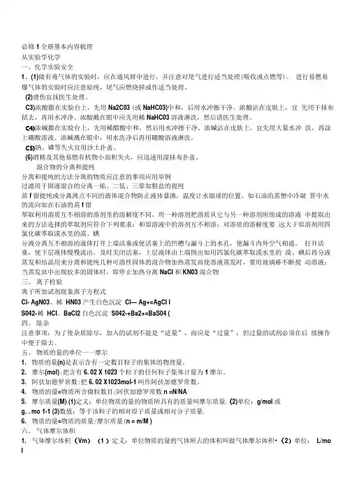 高一化学必修一知识点大全.doc