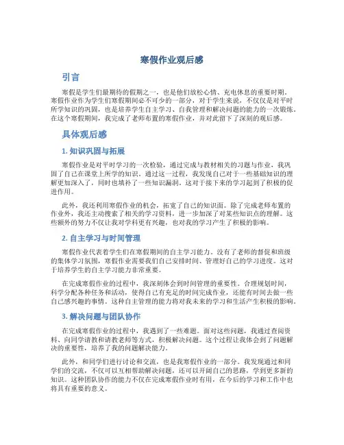 寒假作业观后感