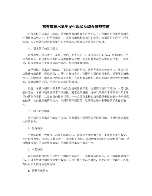 东营市稻水象甲发生现状及综合防控措施