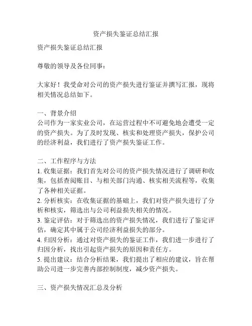资产损失鉴证总结汇报