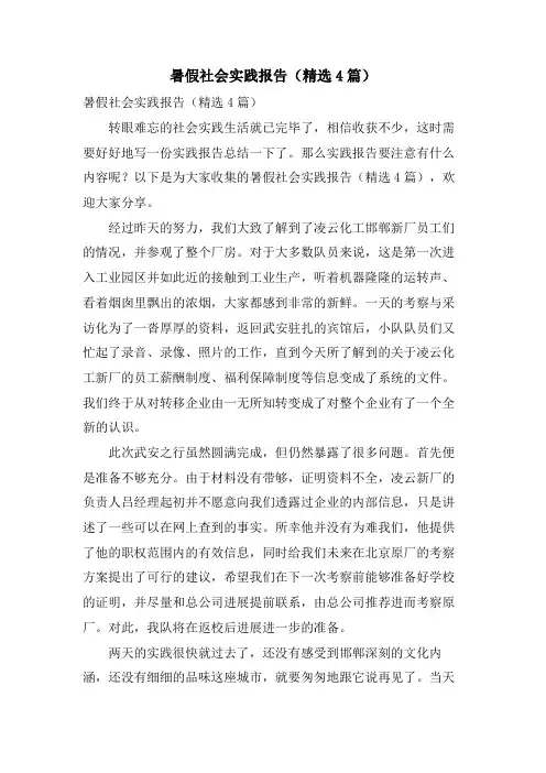 暑假社会实践报告(4篇)