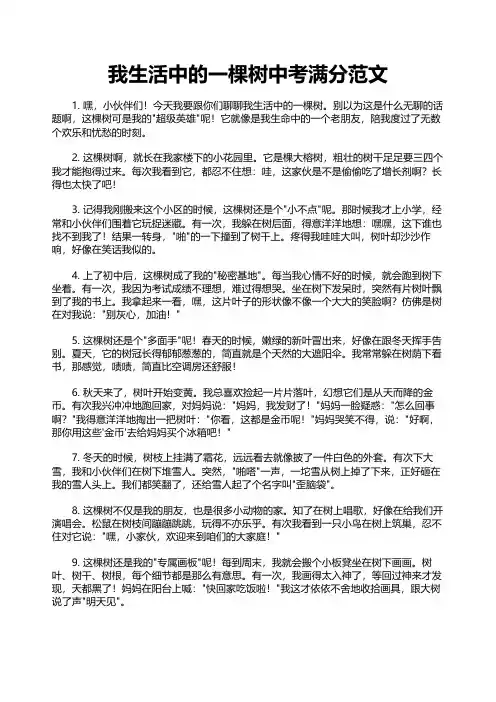我生活中的一棵树中考满分范文