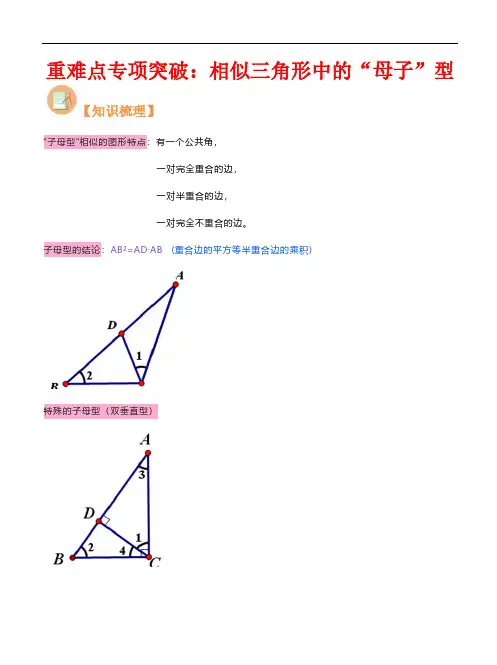 相似三角形中的“母子”型-2023年新九年级数学核心知识点与常见题型通关讲解练(沪教版)(解析版)