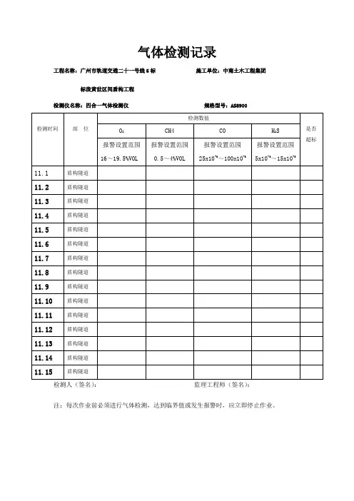 气体检测记录11.1