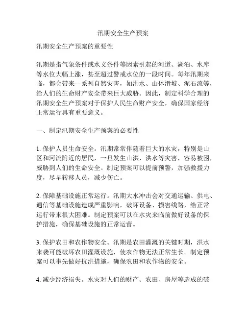 汛期安全生产预案