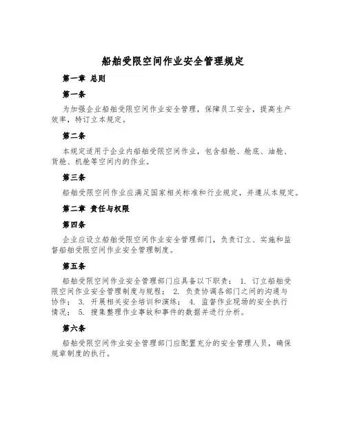 船舶受限空间作业安全管理规定