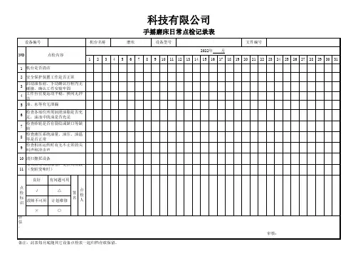 磨床日常点检记录表