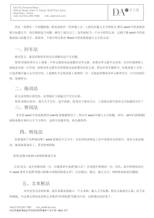表格前插入文字的方法