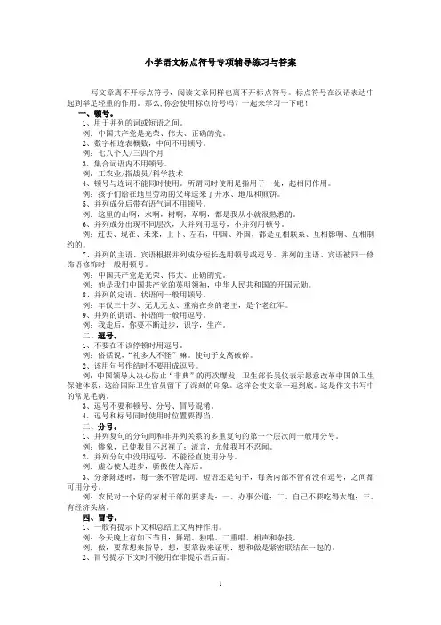 小升初语文标点符号专项复习与达标练习(含答案)
