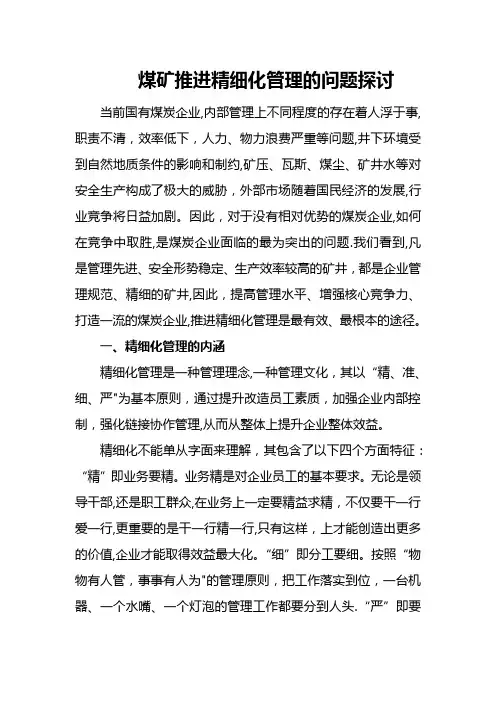 煤矿推进精细化管理的问题探讨