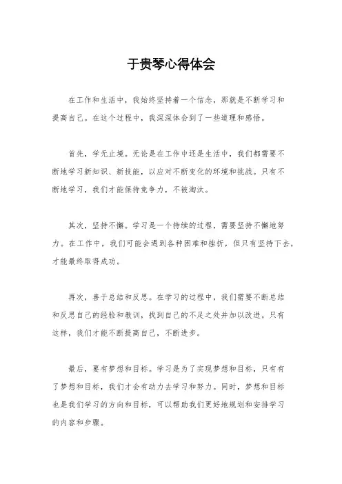 于贵琴心得体会