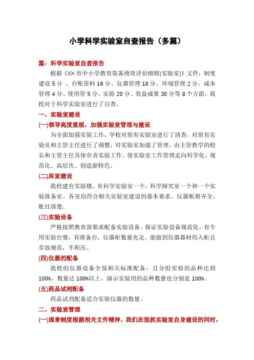 小学科学实验室自查报告(多篇)