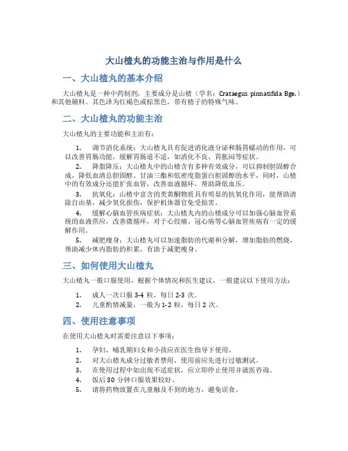 大山楂丸的功能主治与作用是什么