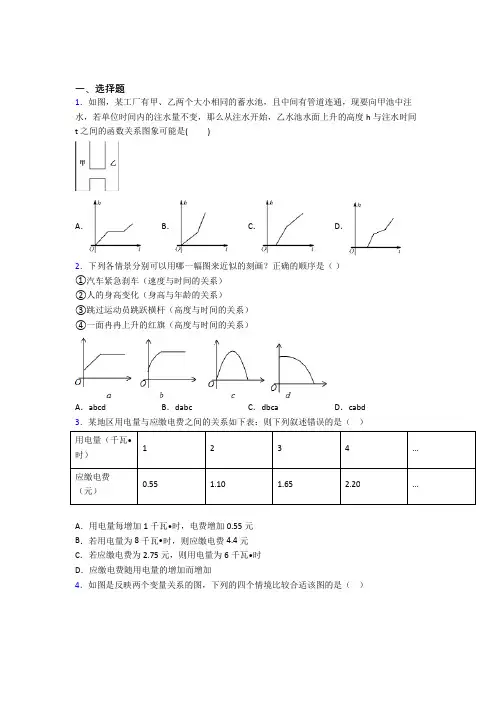 (典型题)初中数学七年级数学下册第三单元《变量之间的关系》检测卷(包含答案解析)(1)