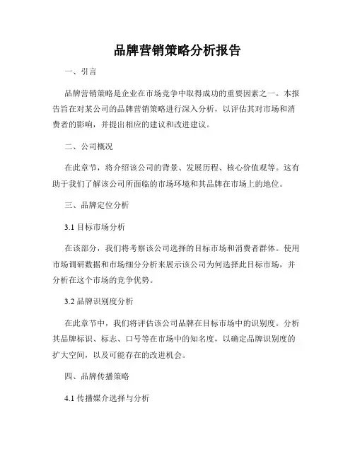 品牌营销策略分析报告