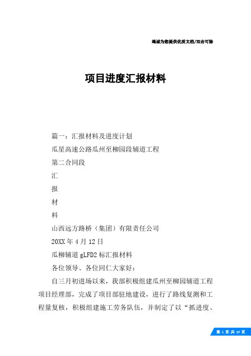 项目进度汇报材料