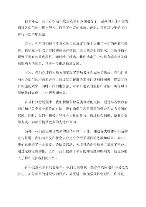 街道年度重点项目的年度工作总结