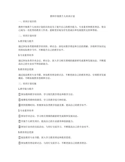 教师中继教个人培训计划