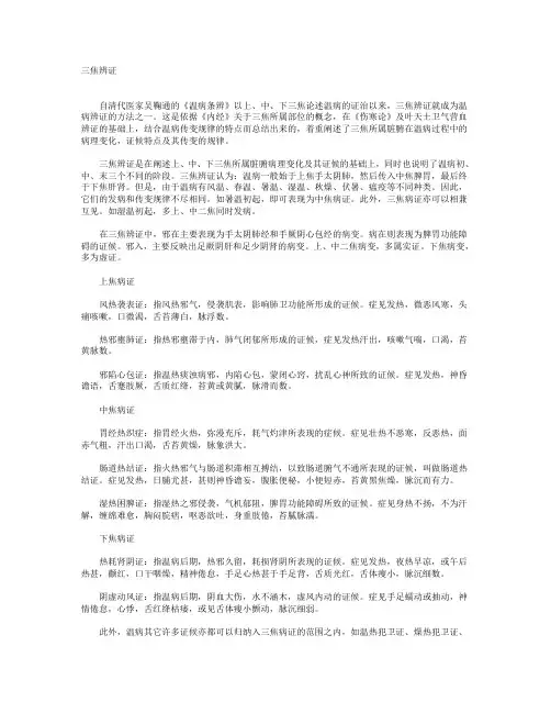 中医基础理论疾病的鉴别诊断 三焦辨证