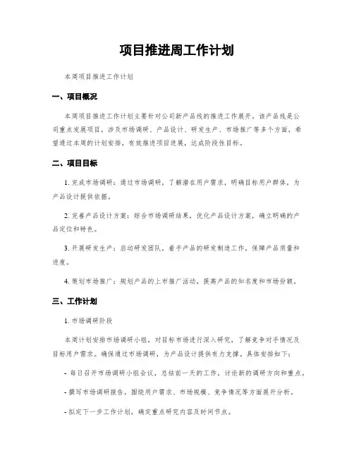项目推进周工作计划