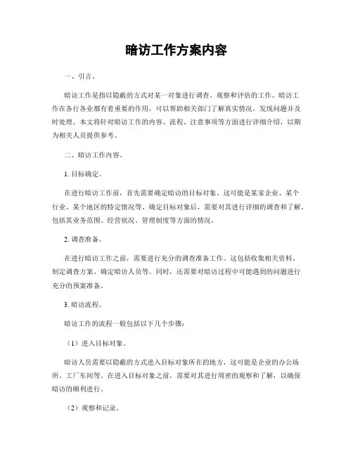 暗访工作方案内容