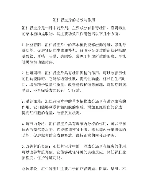 汇仁肾宝片的功效与作用