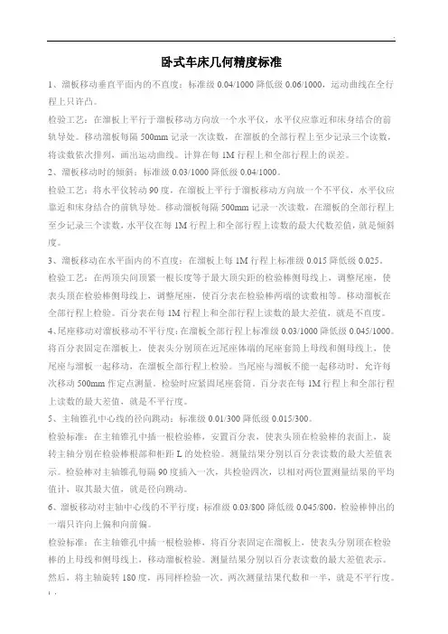 卧式车床几何精度标准
