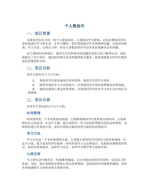 个人策划书
