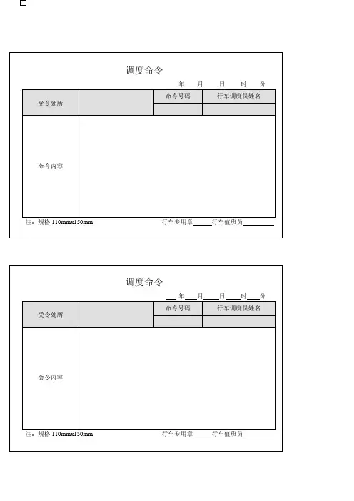 常用调度命令样板格式