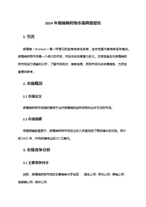 2024年银屑病药物市场调查报告
