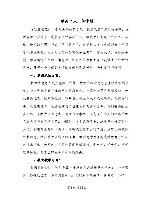 2024年学期个人工作计划(五篇)