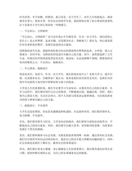 大学生初心使命微感言