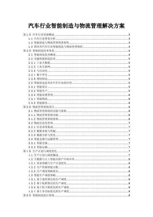 汽车行业智能制造与物流管理解决方案
