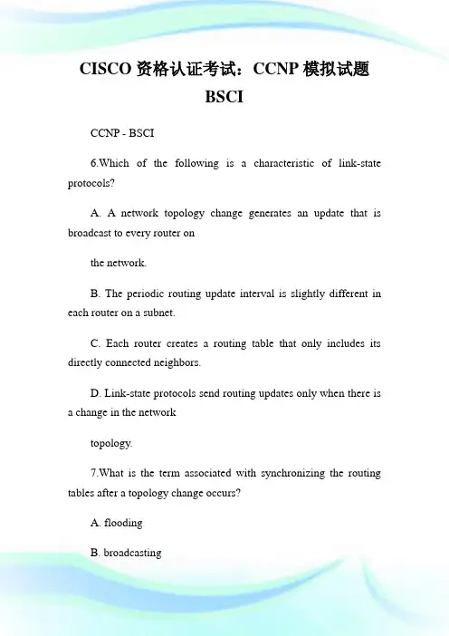 CISCO资格认证考试：CCNP模拟试题BSCI.doc