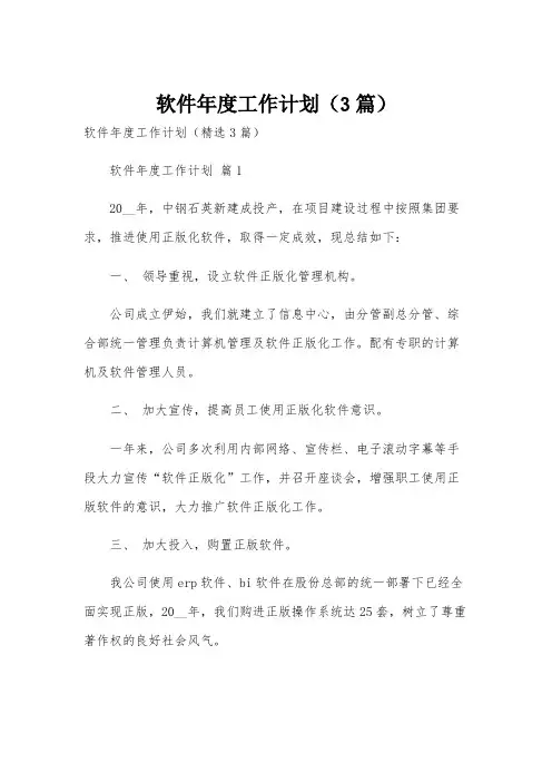 软件年度工作计划(3篇)