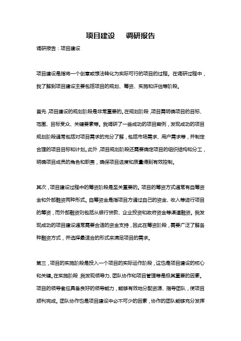 项目建设   调研报告
