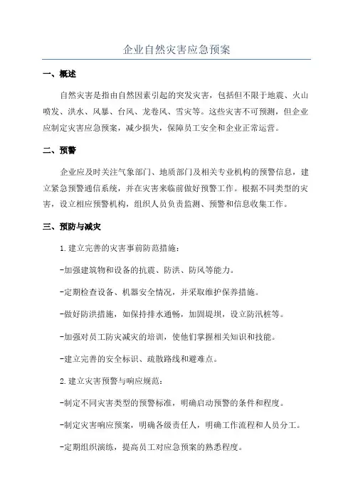 企业自然灾害应急预案