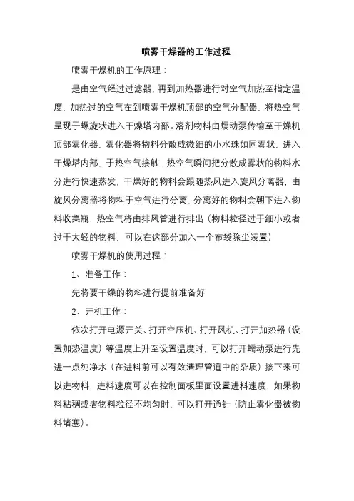 喷雾干燥器的工作过程