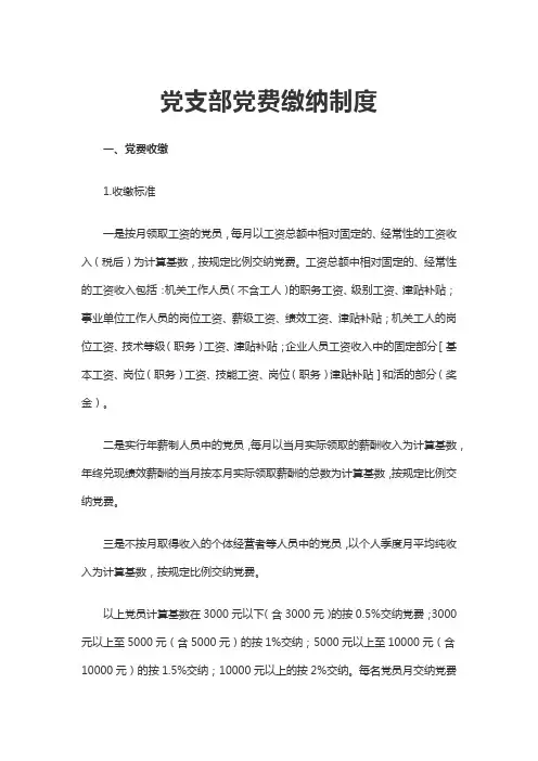 党支部党费缴纳制度Word文档