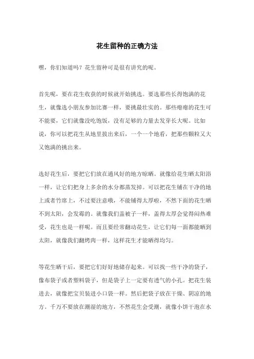 花生留种的正确方法