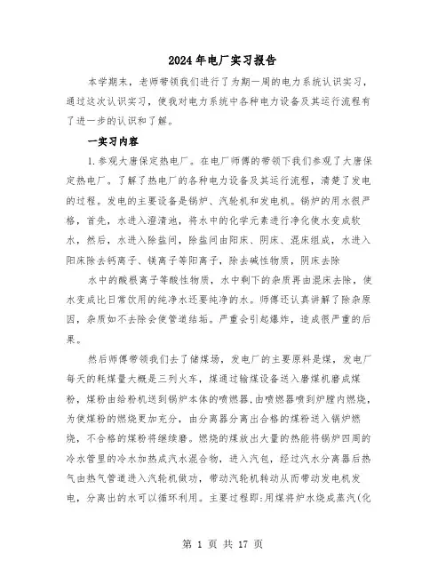 2024年电厂实习报告（5篇）