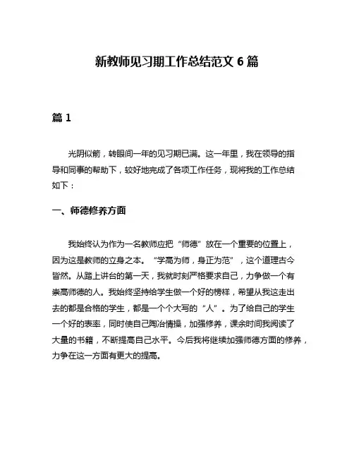 新教师见习期工作总结范文6篇
